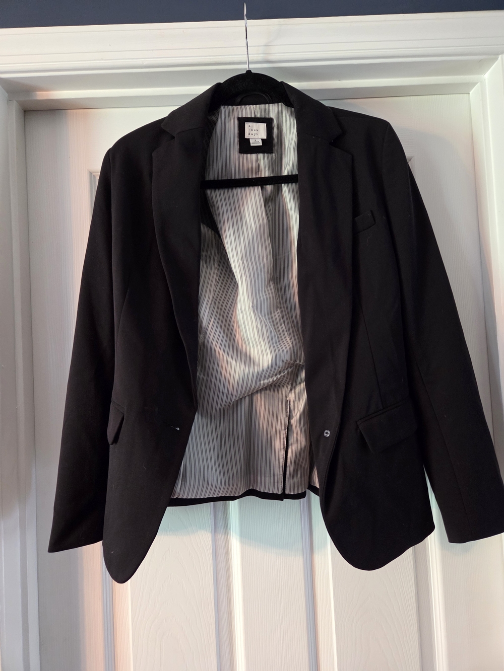 a new day Black Jacket with Striped Lining